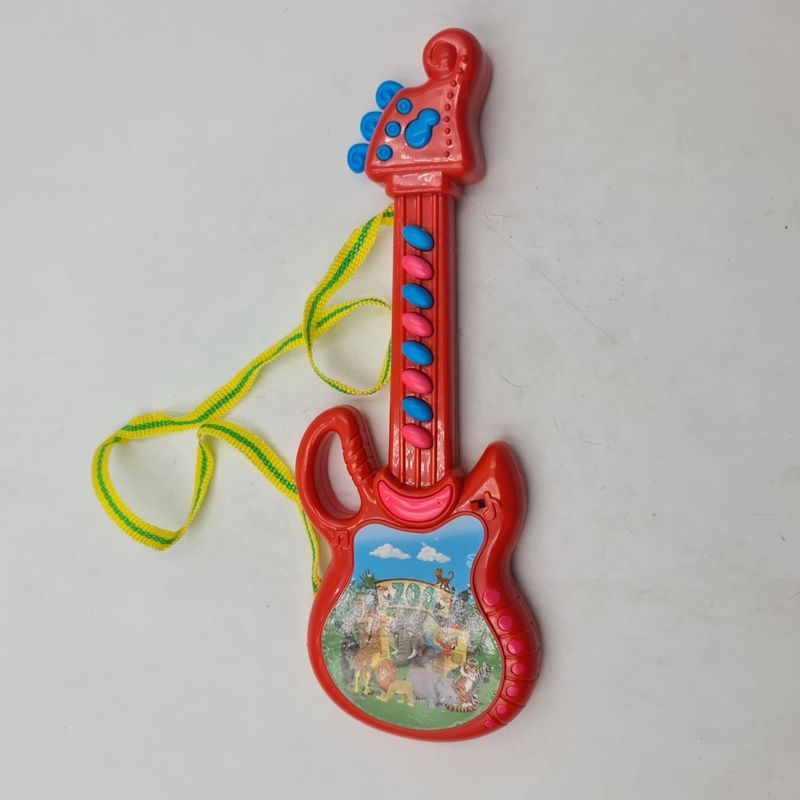 Jucarii, Copii si Bebe - Jucarii si jocuri - Jucarii de rol - Instrumente muzicale de jucarie - Chitara de Jucarie Pentru Copii cu Agatatoare de Gat, Sunete, 30 cm, Rosu - Infinity.ro