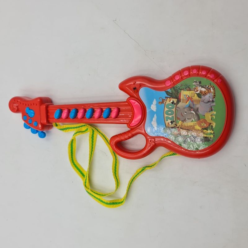 Jucarii, Copii si Bebe - Jucarii si jocuri - Jucarii de rol - Instrumente muzicale de jucarie - Chitara de Jucarie Pentru Copii cu Agatatoare de Gat, Sunete, 30 cm, Rosu - Infinity.ro