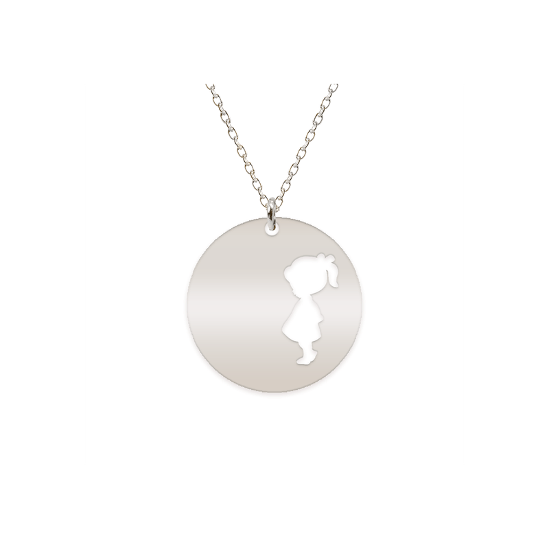 Fashion, accesorii si bijuterii - Femei - Bijuterii femei - Coliere femei - Colier cu nume si silueta de fetita - argint 925 - Infinity.ro