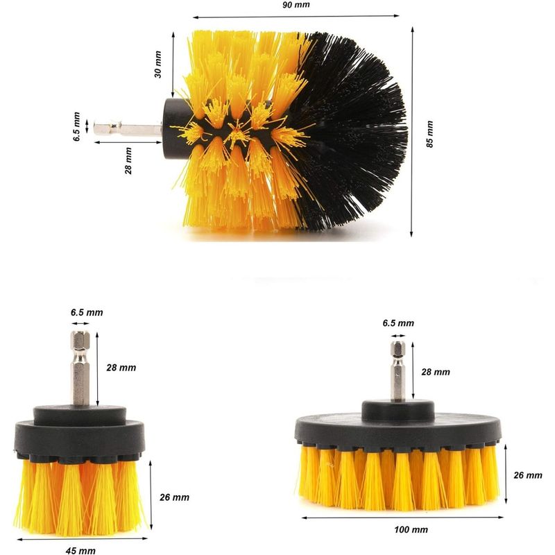 Market - Curatenie si intretinere casa - Produse menaj - Accesorii curatenie - Curatare Intensiva cu Bormasina, Set 3 Perii Universale pentru - Infinity.ro