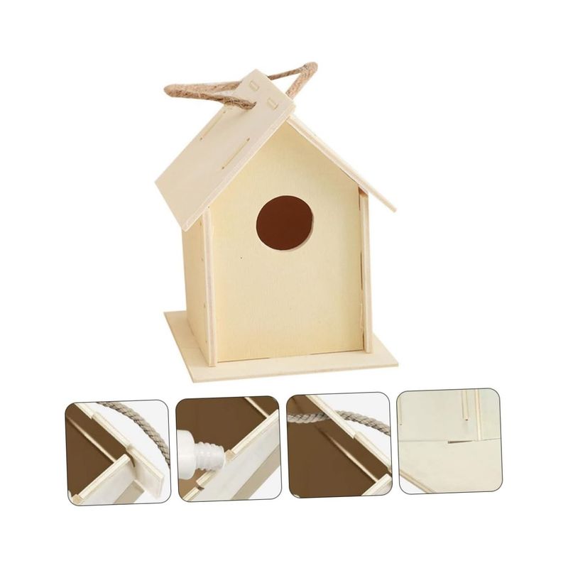 Petshop - Accesorii petshop - Culcusuri si custi - Tarcuri si colivii - Casuta Hranitor Pentru Pasari Montabila, Demontabila, Intrare Rotunda, din Lemn - Infinity.ro