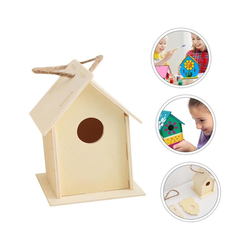 Petshop - Accesorii petshop - Culcusuri si custi - Tarcuri si colivii - Casuta Hranitor Pentru Pasari Montabila, Demontabila, Intrare Rotunda, din Lemn - Infinity.ro