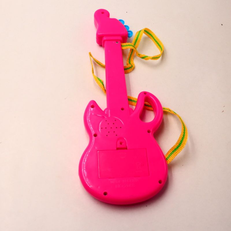 Jucarii, Copii si Bebe - Jucarii si jocuri - Jucarii de rol - Instrumente muzicale de jucarie - Chitara de Jucarie Pentru Copii cu Agatatoare de Gat, Sunete, 30 cm, Roz - Infinity.ro
