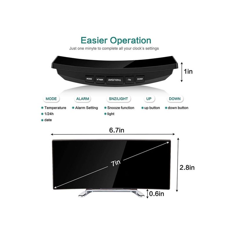 Casa si Gradina - Decoratiuni - Ceasuri - Ceas de Birou Tip Oglinda, Ecran Curbat cu Led, Mod Noapte/Zi, Alarma - Infinity.ro