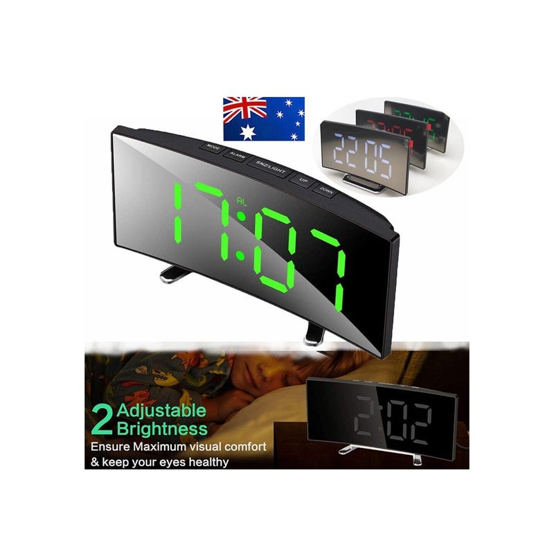 Casa si Gradina - Decoratiuni - Ceasuri - Ceas de Birou Tip Oglinda, Ecran Curbat cu Led, Mod Noapte/Zi, Alarma - Infinity.ro