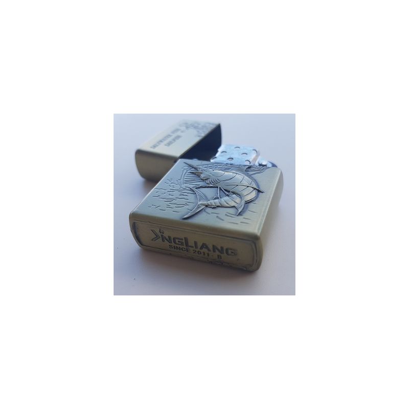 Market - Tutun si tigari - Articole si accesorii tutun - Bricheta Tip Zippo, 3D Relief, Metalica, Peste si Lichid Zippo 125 ml P3 - Infinity.ro