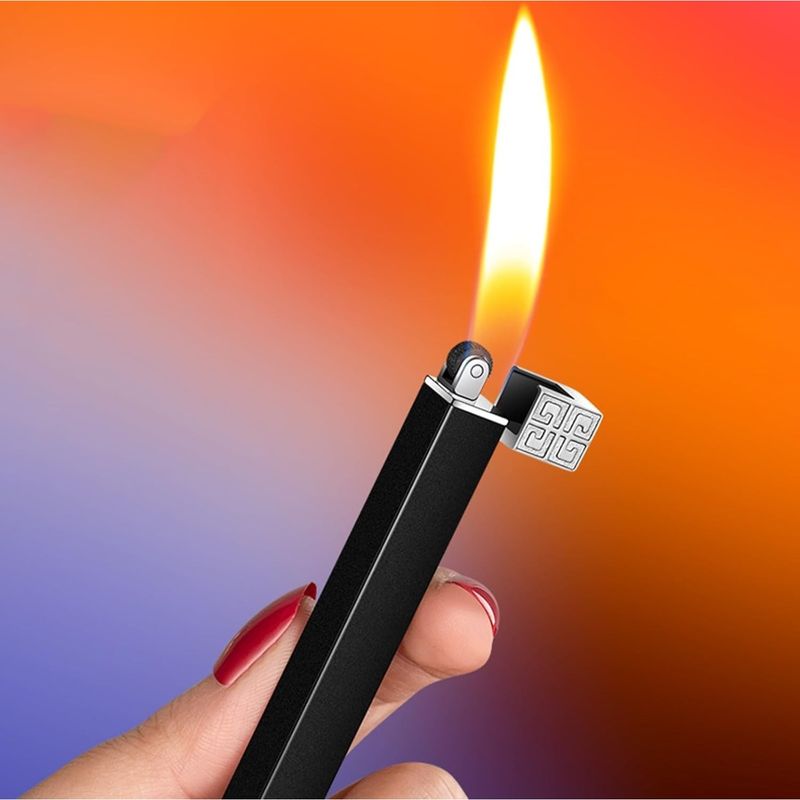 Market - Tutun si tigari - Articole si accesorii tutun - Bricheta Slim , din Metal, Cu Capac, Antivant, Reincarcabila, 8 cm - Infinity.ro