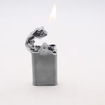 Market - Tutun si tigari - Articole si accesorii tutun - Bricheta Modulara, Cap de Tigru, Doua Flacari, Gri, 8 cm - Infinity.ro