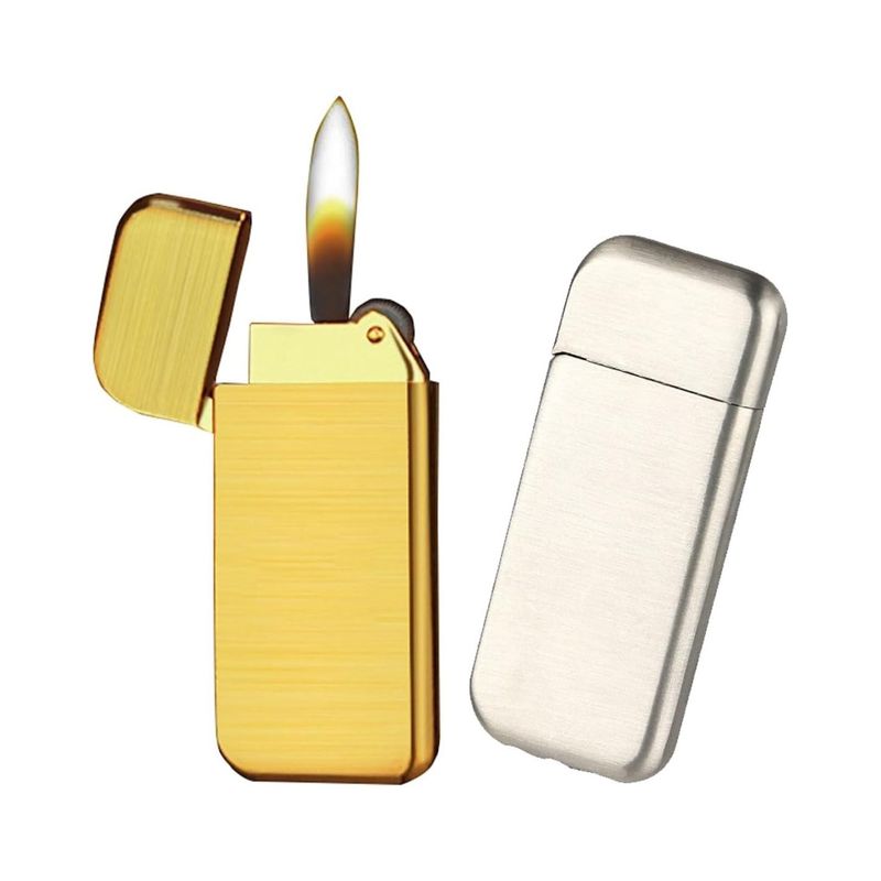 Market - Tutun si tigari - Articole si accesorii tutun - Bricheta Model Slim de Metal, Antivant, Reincarcabil, 6.5 X 2.5 cm - Infinity.ro