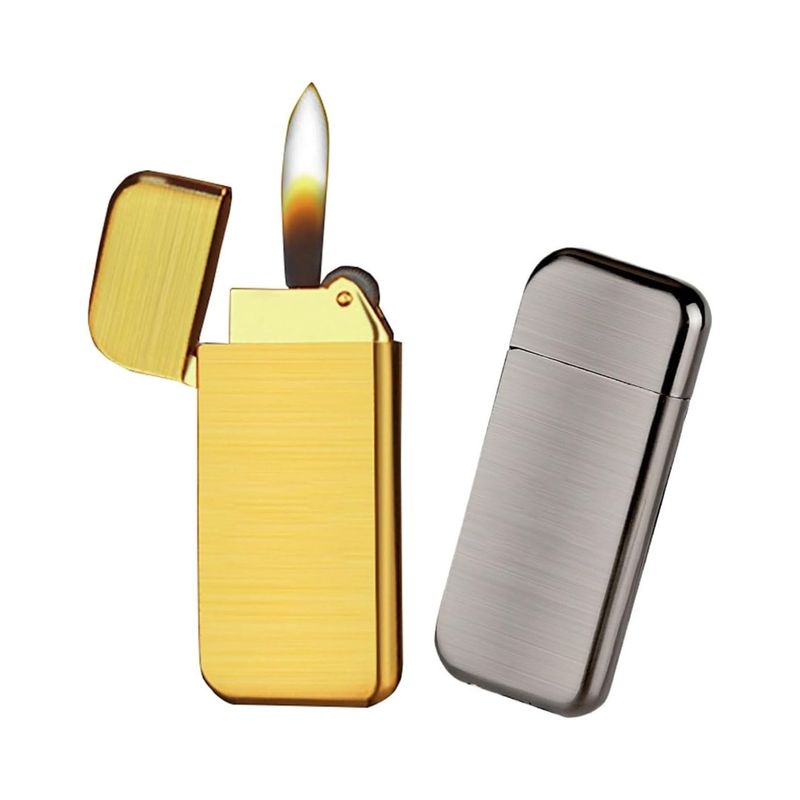 Market - Tutun si tigari - Articole si accesorii tutun - Bricheta Model Slim de Metal, Antivant, Reincarcabil, 6.5 X 2.5 cm - Infinity.ro