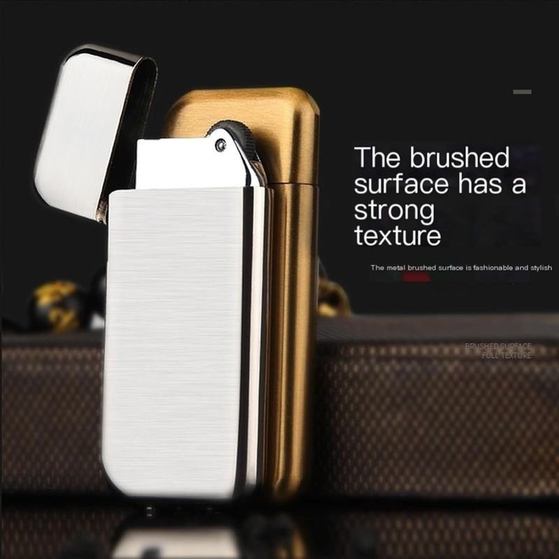 Market - Tutun si tigari - Articole si accesorii tutun - Bricheta Model Slim de Metal, Antivant, Reincarcabil, 6.5 X 2.5 cm - Infinity.ro