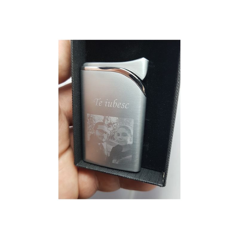 Market - Tutun si tigari - Articole si accesorii tutun - Bricheta Personalizata Argintie, Gravata cu Poza si Textul Tau - Infinity.ro