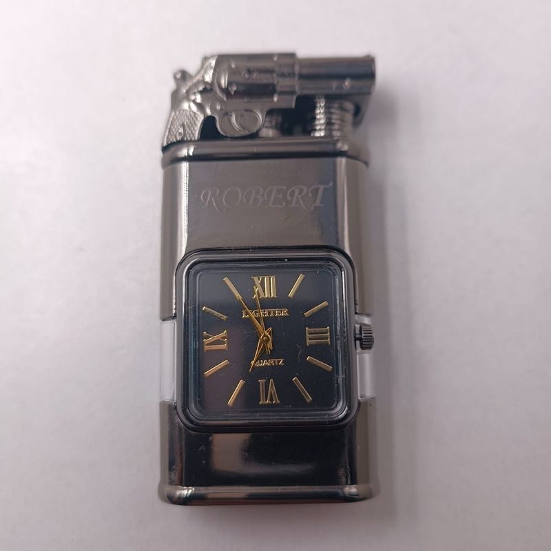Market - Tutun si tigari - Articole si accesorii tutun - Bricheta Model Pistol cu Ceas, Antivant, cu Flacara Dubla, Gravata cu Textul Tau - Infinity.ro