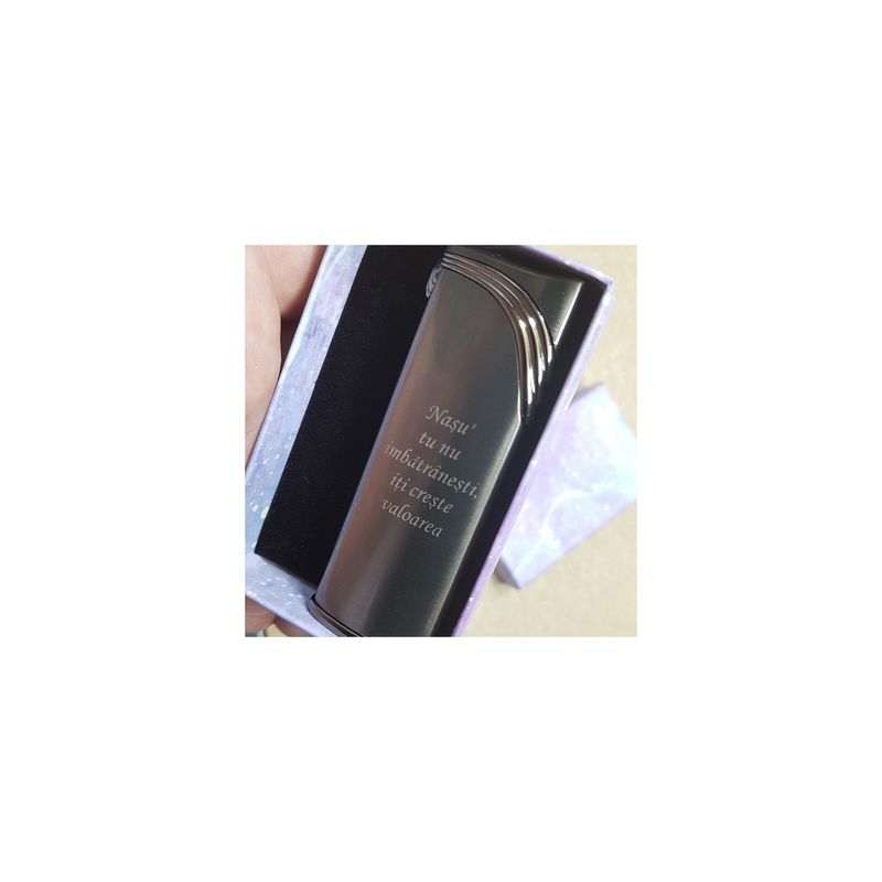 Market - Tutun si tigari - Articole si accesorii tutun - Bricheta Metalica Neagra, Antivant, Personalizata Text Sau Logo - Infinity.ro