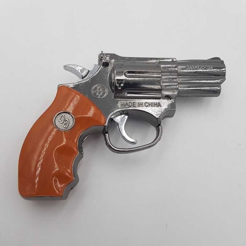 Market - Tutun si tigari - Articole si accesorii tutun - Bricheta Antivant, Lanterna Pistol Metal, 13 cm, Imitatie Lemn - Infinity.ro