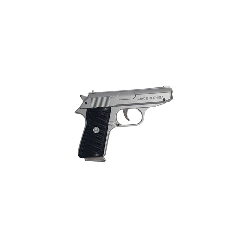 Market - Tutun si tigari - Articole si accesorii tutun - Bricheta antivant, briceag, pistol metal, husa cu sistem de prindere, Dalimag, gri 12 cm - Infinity.ro
