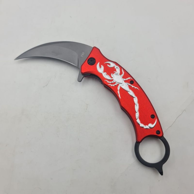 Sport si Outdoor - Camping - Cutite, bricege si accesorii - Cutite si bricege - Briceag, Deschidere Manuala, Prindere Curea, Scorpion, Rosu, 22 cm - Infinity.ro