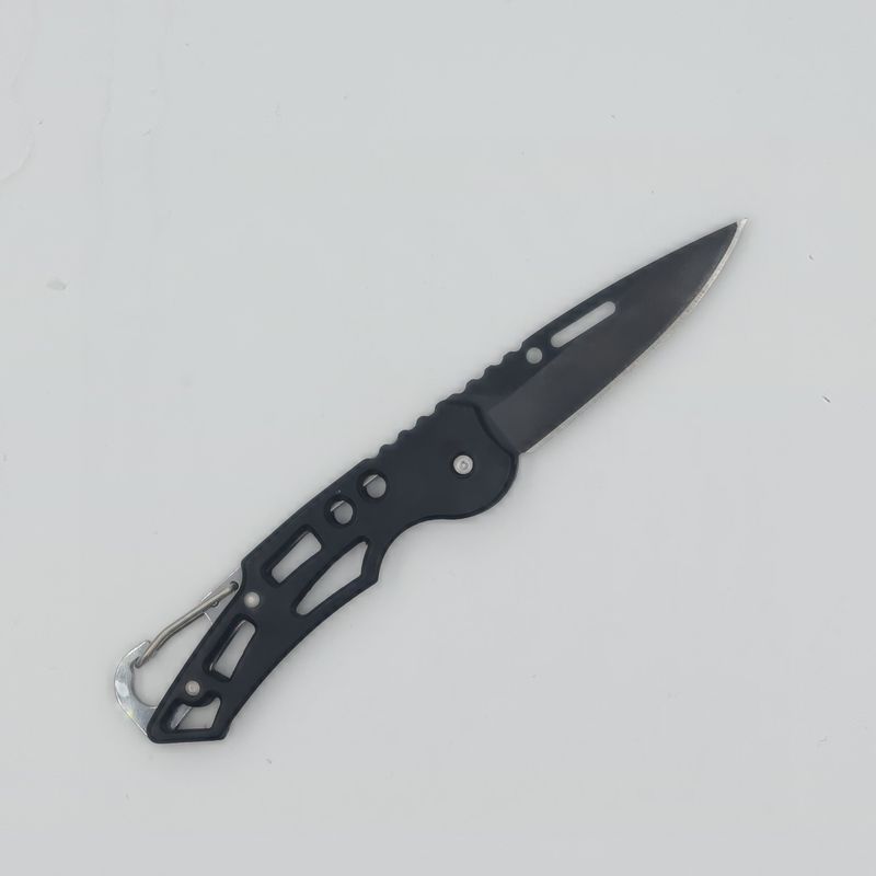 Sport si Outdoor - Camping - Cutite, bricege si accesorii - Cutite si bricege - Briceag supravietuire, Negru, Model Gauri, prindere curea, 15 cm - Infinity.ro