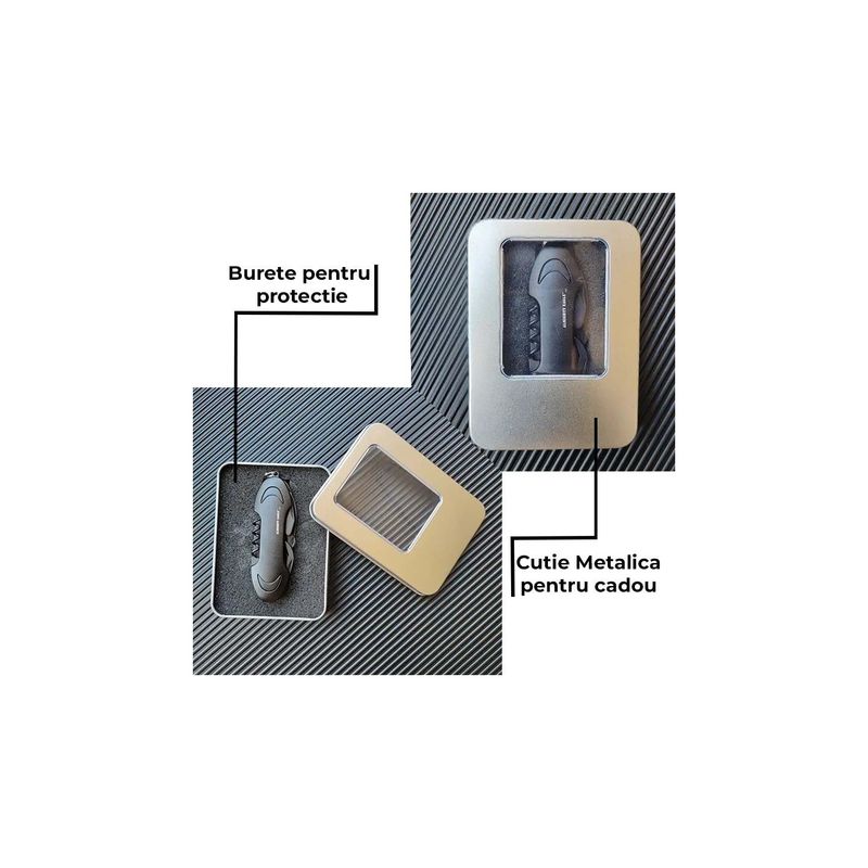 Sport si Outdoor - Camping - Cutite, bricege si accesorii - Cutite si bricege - Briceag Multifunctional, Prindere Breloc , 10 in 1, Negru, 9.6X3.1x2cm - Infinity.ro