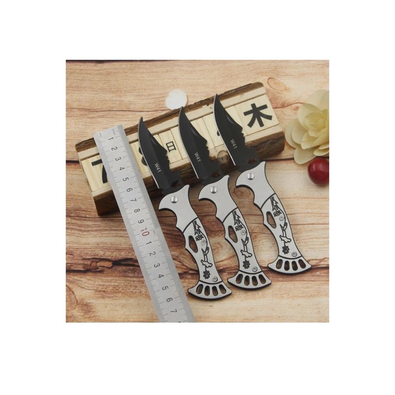 Sport si Outdoor - Camping - Cutite, bricege si accesorii - Cutite si bricege - Briceag simplu din otel inoxidabil, model W41 flori, desfacator, gri, 16 cm - Infinity.ro