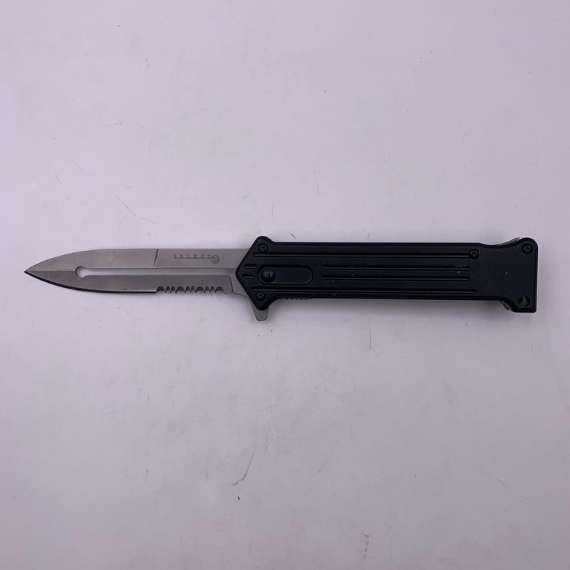 Sport si Outdoor - Camping - Cutite, bricege si accesorii - Cutite si bricege - Briceag Tactic, Stealth, Deschidere Automata Rapida, Lama Zimtata, 20 cm, Gri Mat - Infinity.ro