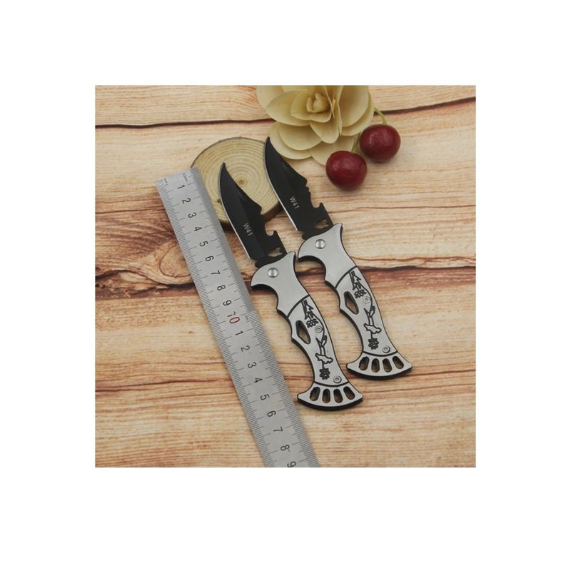 Sport si Outdoor - Camping - Cutite, bricege si accesorii - Cutite si bricege - Briceag simplu din otel inoxidabil, model W41 flori, desfacator, gri, 16 cm - Infinity.ro