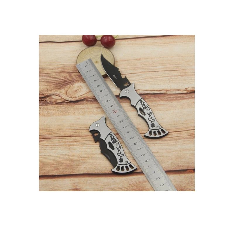 Sport si Outdoor - Camping - Cutite, bricege si accesorii - Cutite si bricege - Briceag simplu din otel inoxidabil, model W41 flori, desfacator, gri, 16 cm - Infinity.ro