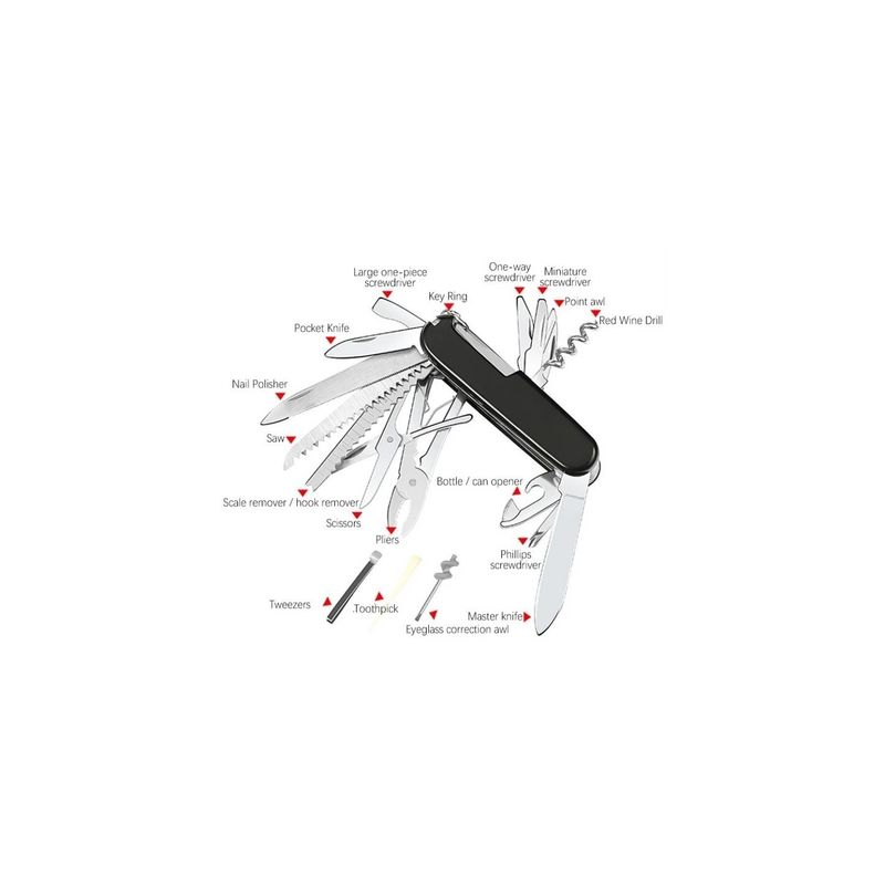Sport si Outdoor - Camping - Cutite, bricege si accesorii - Cutite si bricege - Briceag Multifunctional, 17 in 1, 90 x 30 mm, Otel Inoxidabil , Negru - Infinity.ro