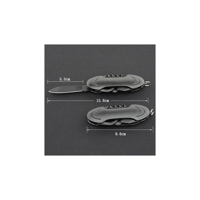 Sport si Outdoor - Camping - Cutite, bricege si accesorii - Cutite si bricege - Briceag Multifunctional, Prindere Breloc , 10 in 1, Negru, 9.6X3.1x2cm - Infinity.ro