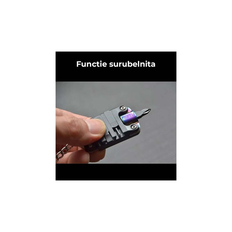 Sport si Outdoor - Camping - Cutite, bricege si accesorii - Cutite si bricege - Briceag Pliabil Multifunctional, Tip Breloc, 3 Surubelnite, Negru - Infinity.ro
