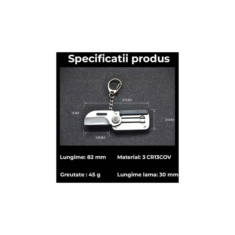 Sport si Outdoor - Camping - Cutite, bricege si accesorii - Cutite si bricege - Briceag Pliabil Multifunctional, Tip Breloc, 3 Surubelnite, Negru - Infinity.ro
