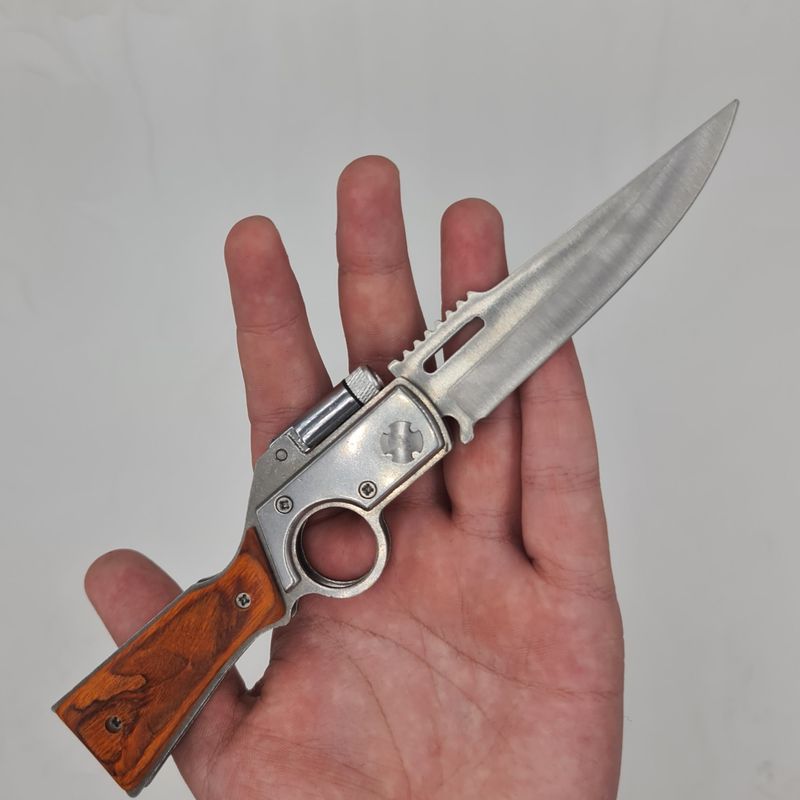 Sport si Outdoor - Camping - Cutite, bricege si accesorii - Cutite si bricege - Briceag Pistol, Lanterna, Model pistol, Inel, 20 cm - Infinity.ro