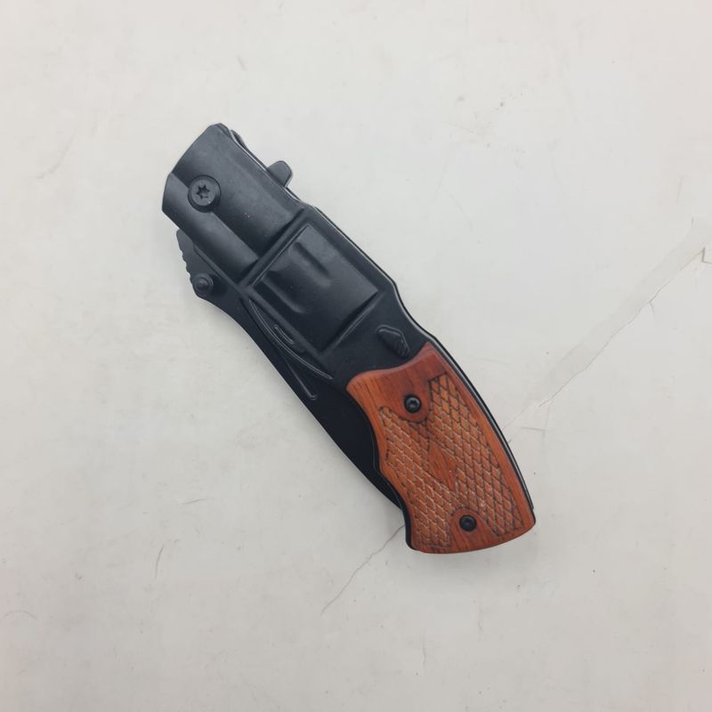 Sport si Outdoor - Camping - Cutite, bricege si accesorii - Cutite si bricege - Briceag Pistol, Deschidere Manuala, Sistem Prindere Curea, Negru, 20 cm - Infinity.ro