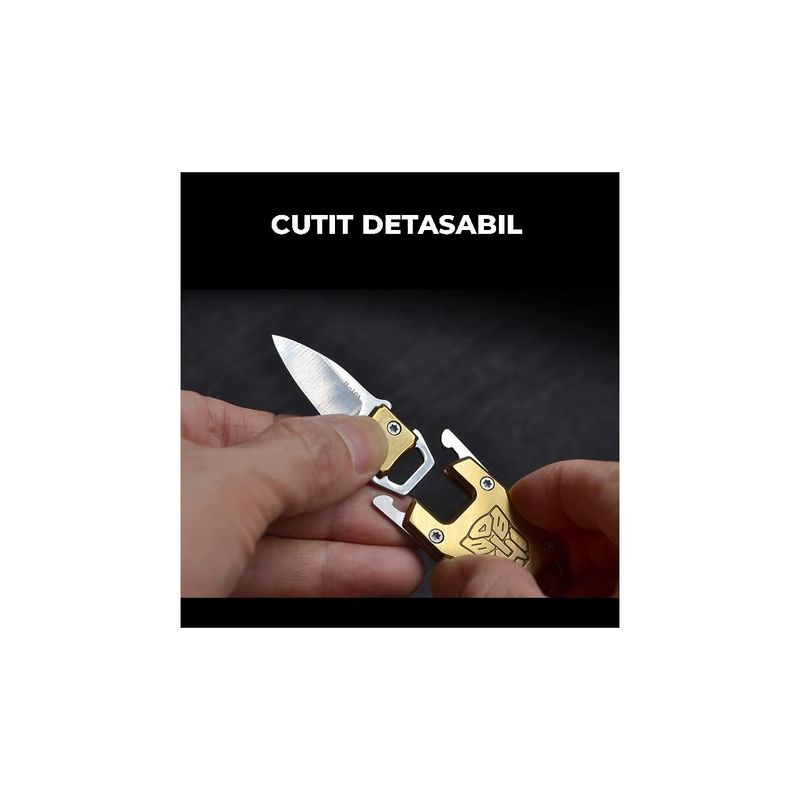 Sport si Outdoor - Camping - Cutite, bricege si accesorii - Cutite si bricege - Briceag Mini, Tip Breloc , Catarama, Auriu, 92x28x7 mm - Infinity.ro