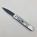 Sport si Outdoor - Camping - Cutite, bricege si accesorii - Cutite si bricege - Briceag Model Carti de Joc, Prindere Curea, Argintiu, Deschidere Automata - Infinity.ro