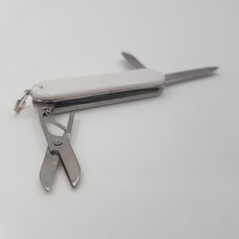 Sport si Outdoor - Camping - Cutite, bricege si accesorii - Cutite si bricege - Briceag multifunctional metal cu 5 functii, Dalimag, 59 x 17 x 8 mm, alb - Infinity.ro