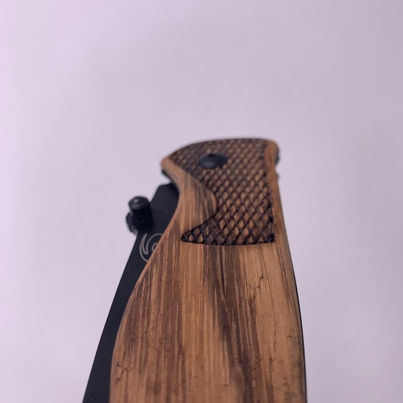 Sport si Outdoor - Camping - Cutite, bricege si accesorii - Cutite si bricege - Briceag manual, Maner Lemn, Maro, Lama Otel, Sistem Prindere la Curea, 20.5 cm - Infinity.ro