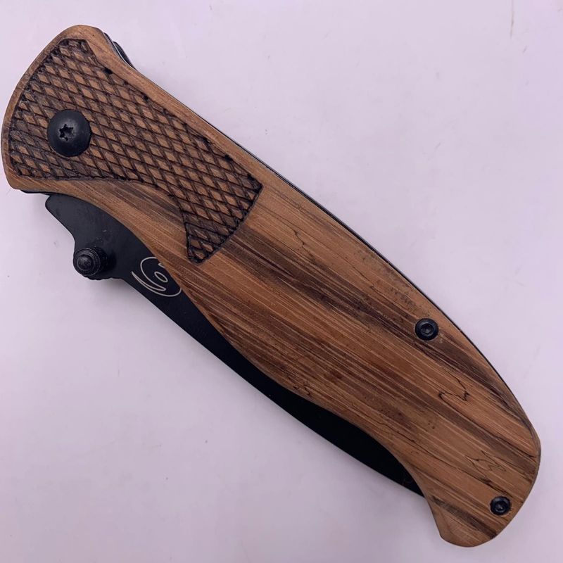 Sport si Outdoor - Camping - Cutite, bricege si accesorii - Cutite si bricege - Briceag manual, Maner Lemn, Maro, Lama Otel, Sistem Prindere la Curea, 20.5 cm - Infinity.ro