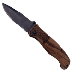 Sport si Outdoor - Camping - Cutite, bricege si accesorii - Cutite si bricege - Briceag manual, Maner Lemn, Maro, Lama Otel, Sistem Prindere la Curea, 20.5 cm - Infinity.ro