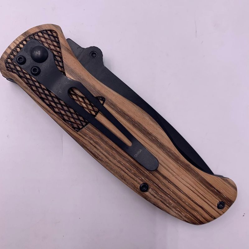 Sport si Outdoor - Camping - Cutite, bricege si accesorii - Cutite si bricege - Briceag manual, Maner Lemn, Maro, Lama Otel, Sistem Prindere la Curea, 20.5 cm - Infinity.ro