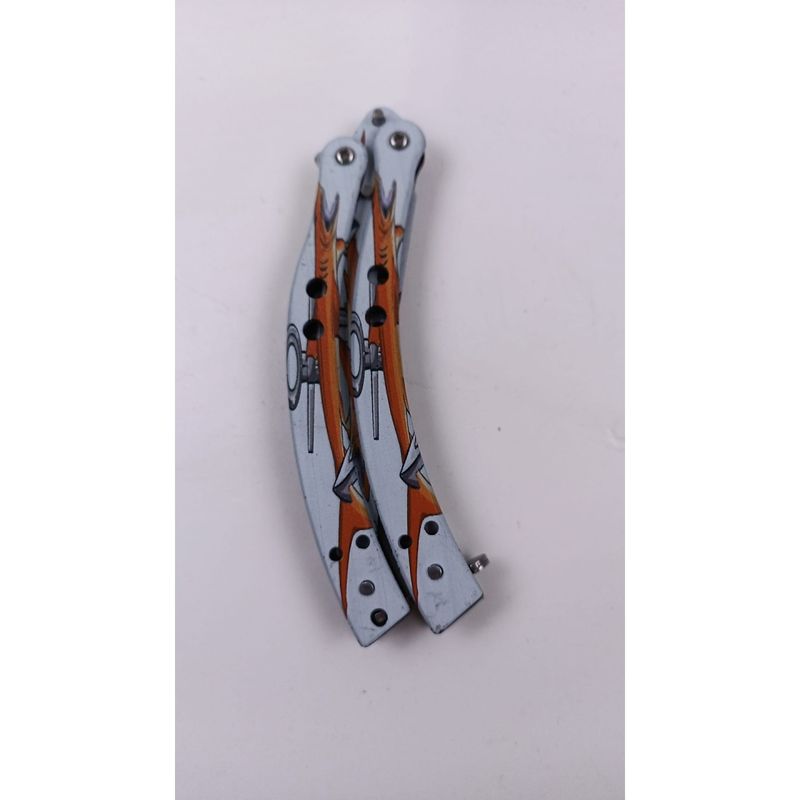 Sport si Outdoor - Camping - Cutite, bricege si accesorii - Cutite si bricege - Briceag Fluture cu Tais, Model Sturion, Gauri in Lama, Otel, 22 cm, Multicolor - Infinity.ro