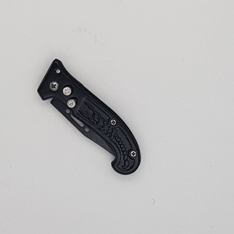Sport si Outdoor - Camping - Cutite, bricege si accesorii - Cutite si bricege - Briceag deschidere a lamei pe buton, lama otel, negru, scorpion, 16 cm - Infinity.ro