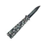 Sport si Outdoor - Camping - Cutite, bricege si accesorii - Cutite si bricege - Briceag Fluture Model Cap de Mort, Cu Tais, 23 cm - Infinity.ro