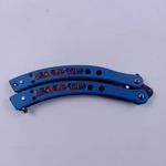 Sport si Outdoor - Camping - Cutite, bricege si accesorii - Cutite si bricege - Briceag Fluture cu Tais, Gauri in Lama, Otel, Curbat, 22 cm, Albastru - Infinity.ro