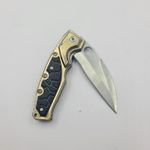 Sport si Outdoor - Camping - Cutite, bricege si accesorii - Cutite si bricege - Briceag Curbat cu Deschidere Manuala, Maner Anti Alunecare, Agatatoare, 19 cm, Auriu - Infinity.ro