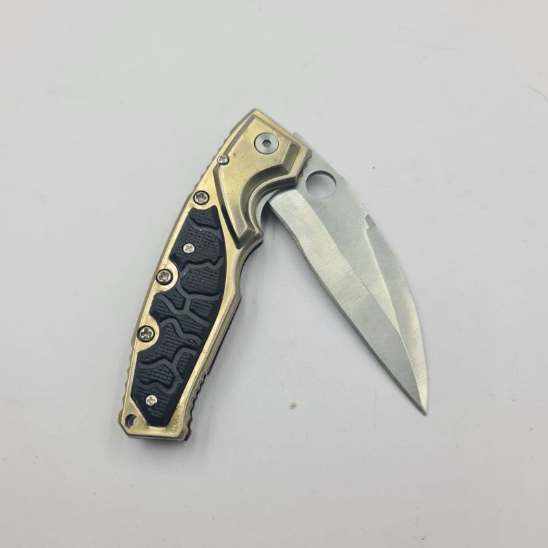 Sport si Outdoor - Camping - Cutite, bricege si accesorii - Cutite si bricege - Briceag Curbat cu Deschidere Manuala, Maner Anti Alunecare, Agatatoare, 19 cm, Auriu - Infinity.ro