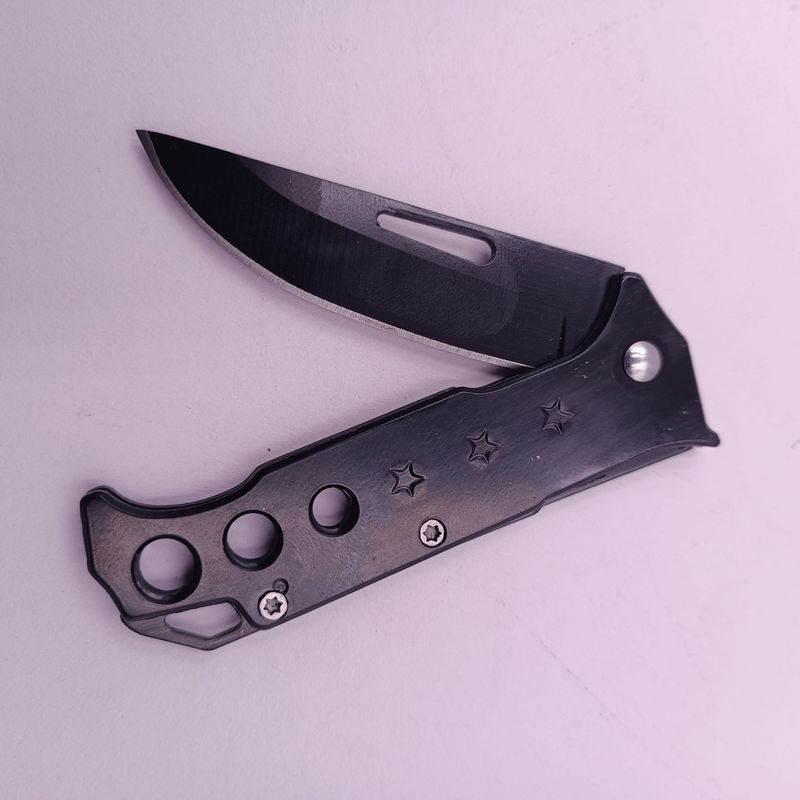 Sport si Outdoor - Camping - Cutite, bricege si accesorii - Cutite si bricege - Briceag cu Deschidere Manuala, Model 3 stele, Agatatoare, 16 cm, Negru - Infinity.ro