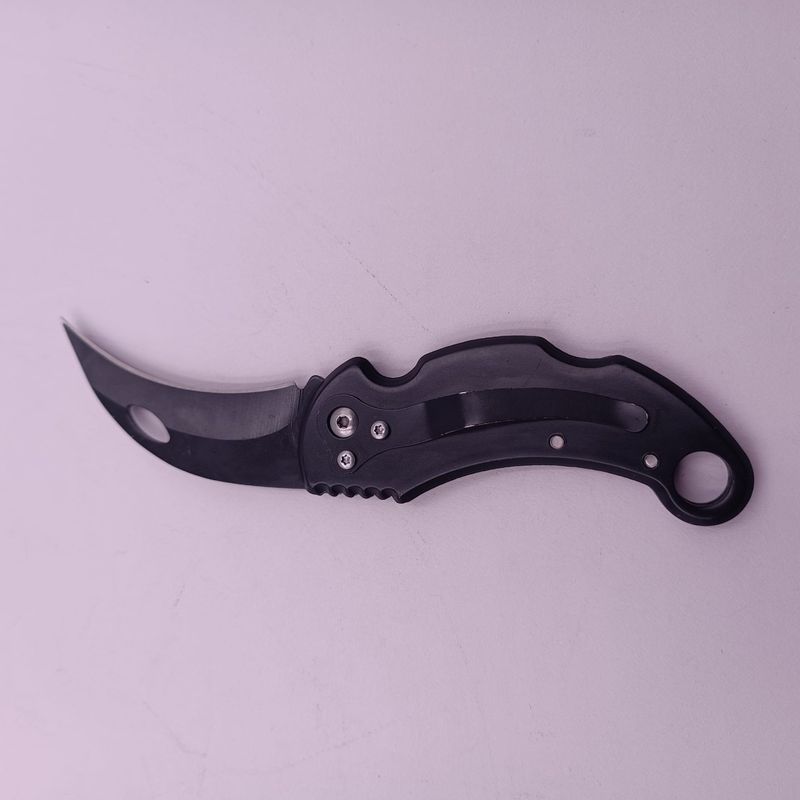 Sport si Outdoor - Camping - Cutite, bricege si accesorii - Cutite si bricege - Briceag Curbat Model Dragon, Prindere Curea, Otel, Agatatoare, 15 cm, Negru - Infinity.ro