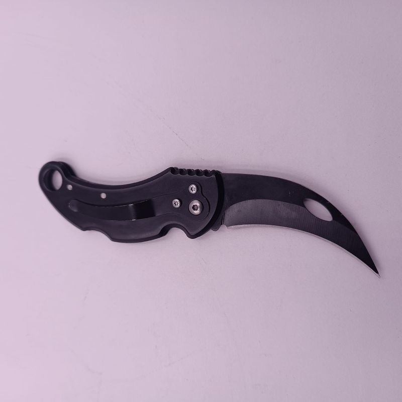 Sport si Outdoor - Camping - Cutite, bricege si accesorii - Cutite si bricege - Briceag Curbat Model Dragon, Prindere Curea, Otel, Agatatoare, 15 cm, Negru - Infinity.ro