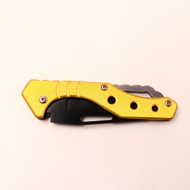Sport si Outdoor - Camping - Cutite, bricege si accesorii - Cutite si bricege - Briceag cu 3 Gauri din Otel Inoxidabil, Deschidere Manuala, 15 cm, galben - Infinity.ro